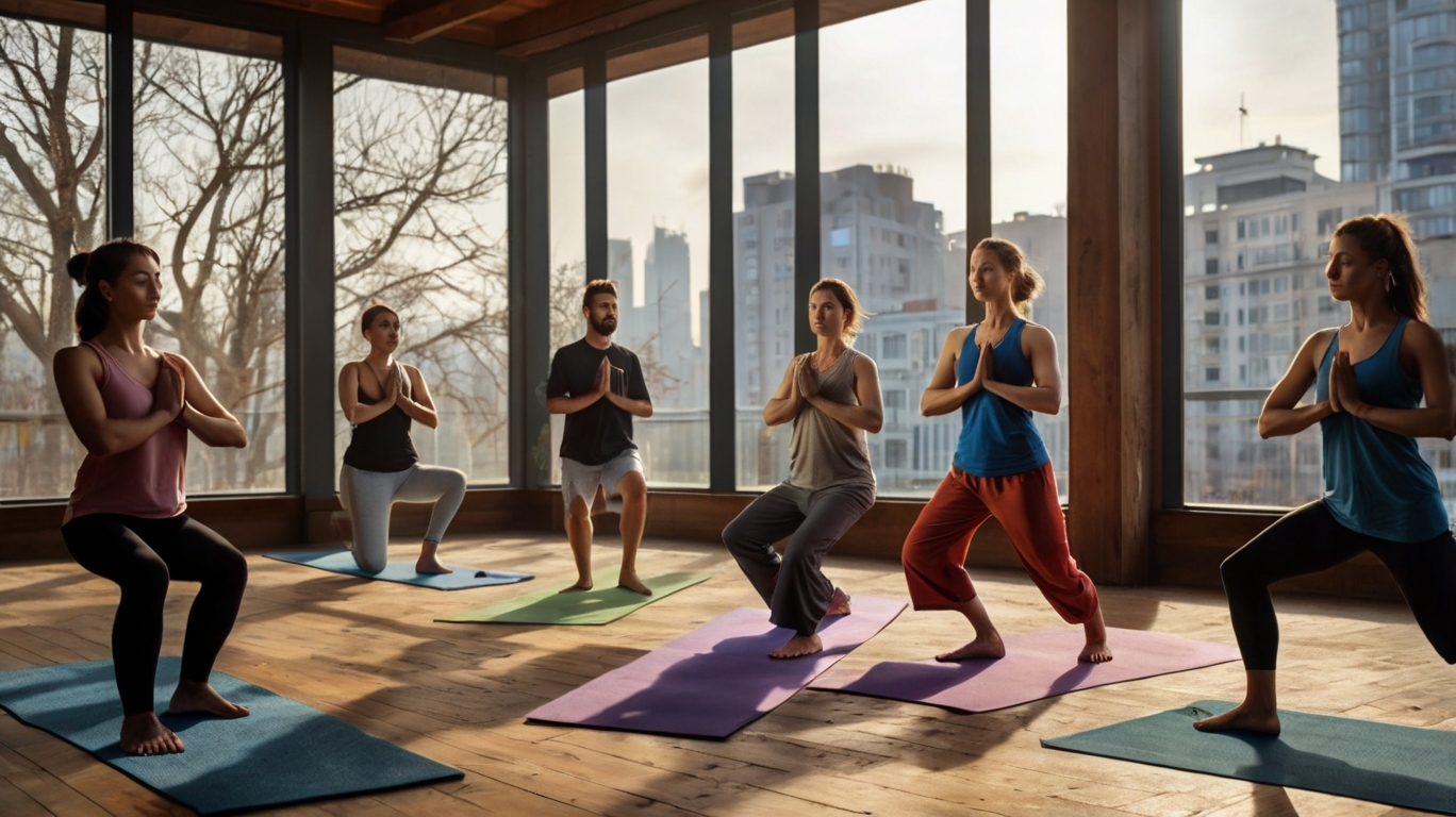 Practică de yoga în studio